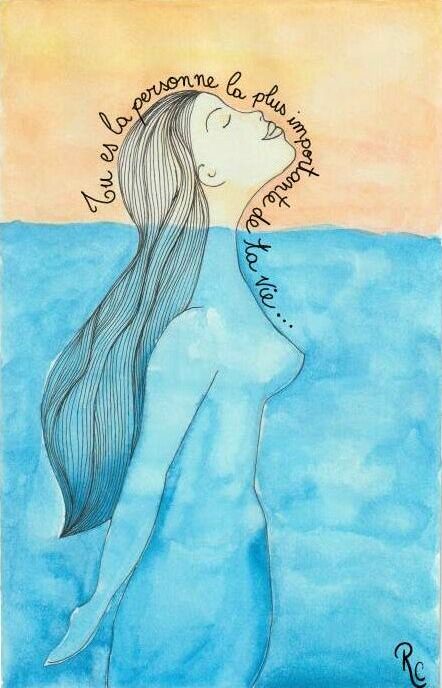 illustration d'une femme qui sort de l'eau et respire
